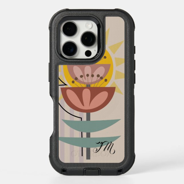 Modern flower and custom text otterbox iPhone case (Back)