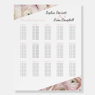 Modern Flower Blush pink 15 wedding table chart Foam Board