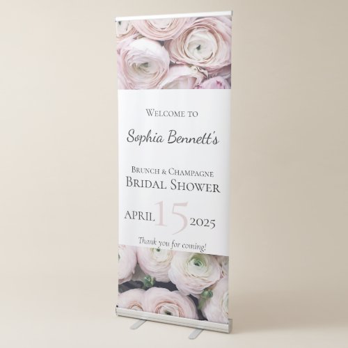 Modern flower blush pink Bridal shower Retractable Banner