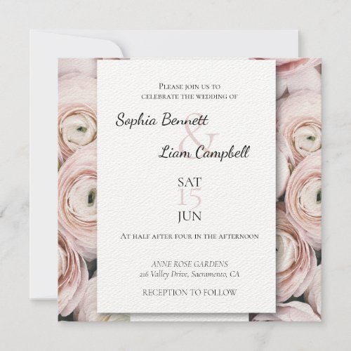 Modern flower blush pink wedding invitation