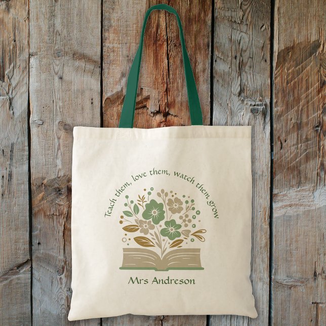 Modern Flower Book Teacher Thank You Gift  Tote Bag (Modern Flower Book Teacher Thank You Gift Tote Bag)