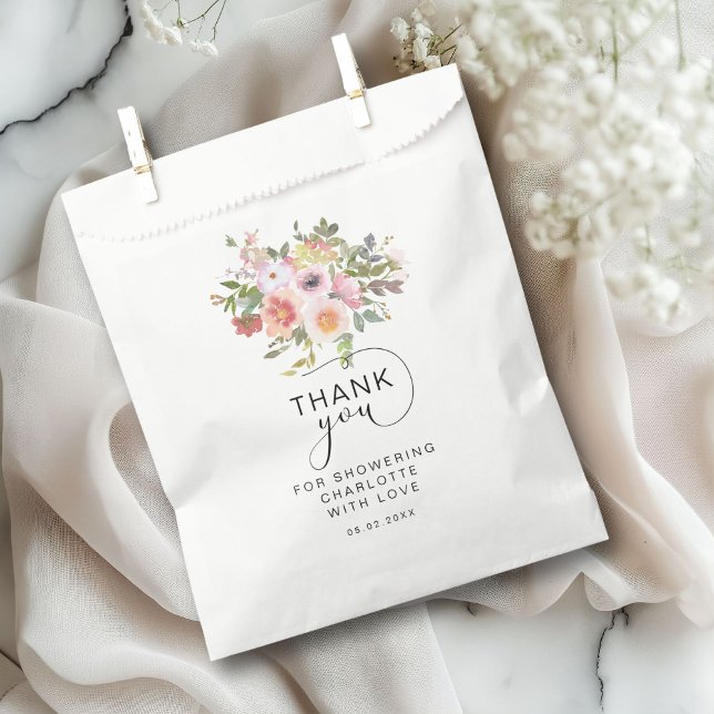 Modern Flower Bridal Shower  Favor Bag (Modern Flower "Thank You!" Bridal Shower Favor Bag with your name and date.)