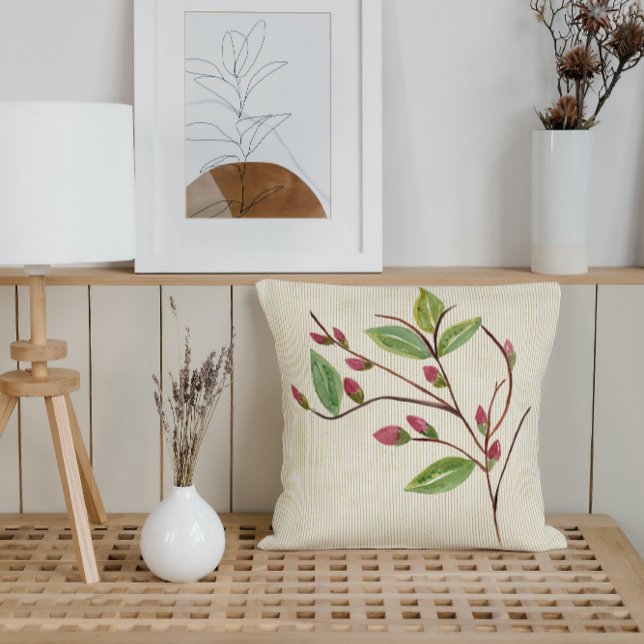 Modern Flower Buds Throw Pillow (Creator Uploaded)