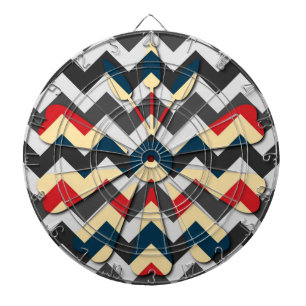 Modern Flower Chevron Zigzag Pattern Dartboard With Darts