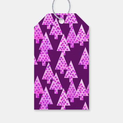 Modern flower Christmas trees _ amethyst purple Gift Tags