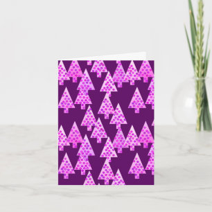 Modern flower Christmas trees - amethyst purple Holiday Card