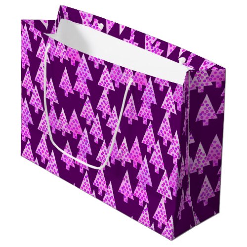 Modern Flower Christmas Trees Amethyst Purple Large Gift Bag
