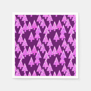 Modern flower Christmas trees - amethyst purple Paper Napkins