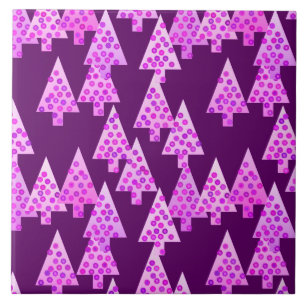 Modern flower Christmas trees - amethyst purple Tile