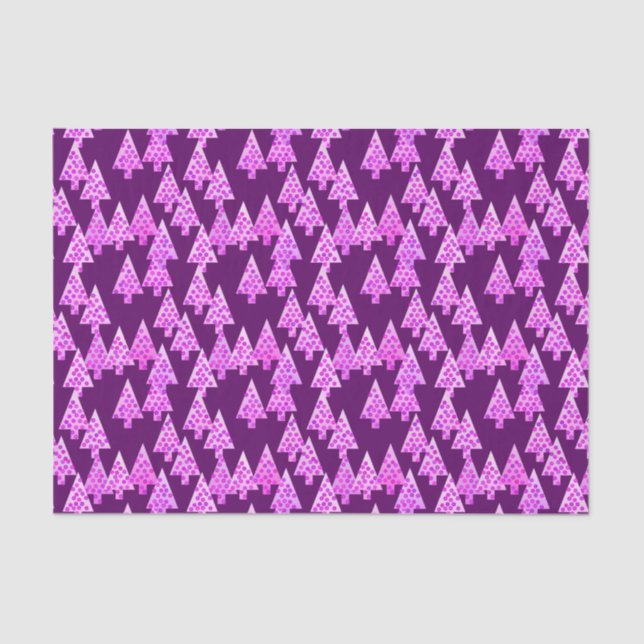 Modern flower Christmas trees - amethyst purple Tissue Paper (Front)