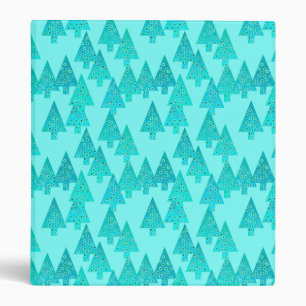 Modern flower Christmas trees - aqua & peacock 3 Ring Binder