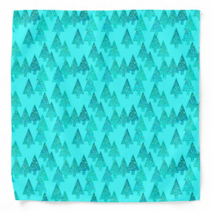 Modern flower Christmas trees - aqua & peacock Bandana