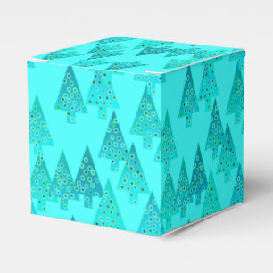 Modern flower Christmas trees - aqua & peacock Favor Boxes