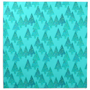 Modern flower Christmas trees - aqua & peacock Napkin