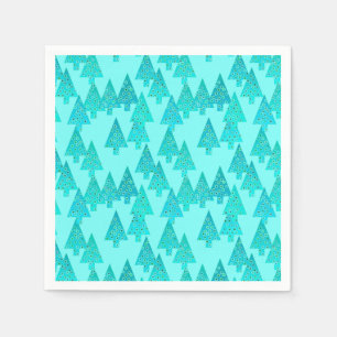 Modern flower Christmas trees - aqua & peacock Napkins