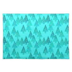 Modern flower Christmas trees - aqua & peacock Placemat