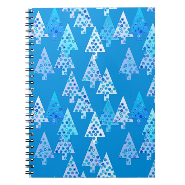 Modern flower Christmas trees - cerulean blue Notebook (Front)