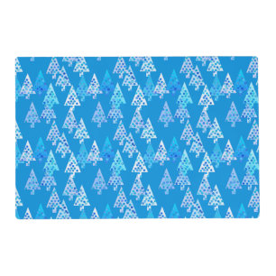 Modern Flower Christmas Trees, Cerulean Blue Placemat