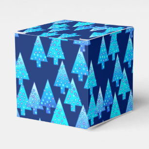 Modern flower Christmas trees - cobalt blue Favor Boxes