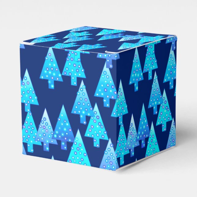Modern flower Christmas trees - cobalt blue Favor Boxes (Front Side)