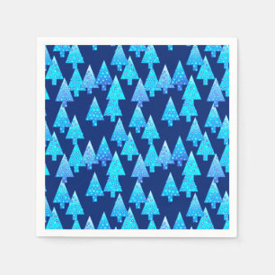 Modern flower Christmas trees - cobalt blue Napkins