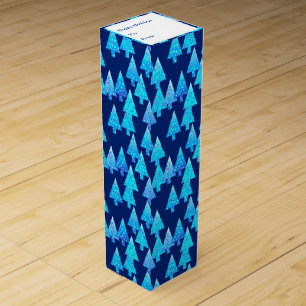 Modern flower Christmas trees - cobalt blue Wine Box