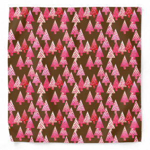 Modern flower Christmas trees - coral & brown Bandana
