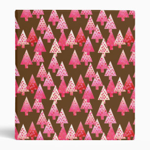 Modern flower Christmas trees - coral & brown Binder