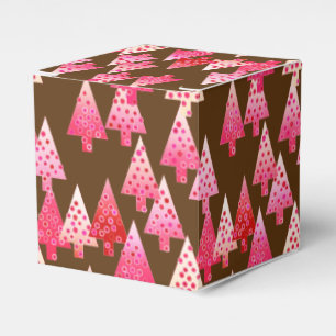 Modern flower Christmas trees - coral & brown Favor Boxes