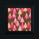 Modern flower Christmas trees - coral & brown Gift Box<br><div class="desc">Mid-Century Modern,  flower embellished,  Christmas trees in a silky gradient - trees in a gradient of coral pink and cream,  accented with coral,  on a chocolate brown background</div>