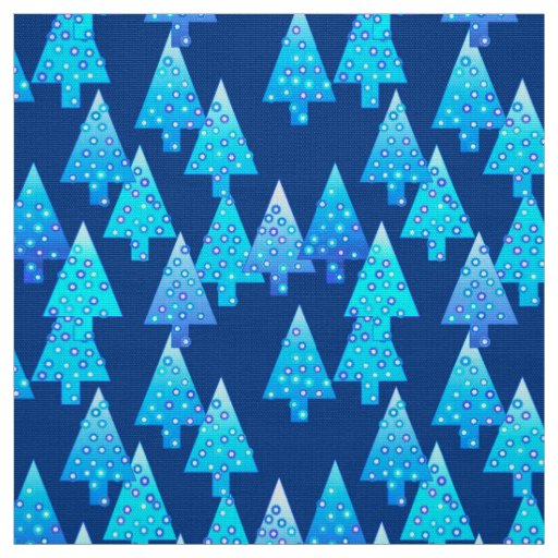 Modern flower Christmas trees - deep blue Fabric