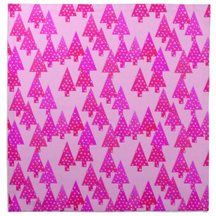 Modern flower Christmas trees - fuchsia pink Cloth Napkin