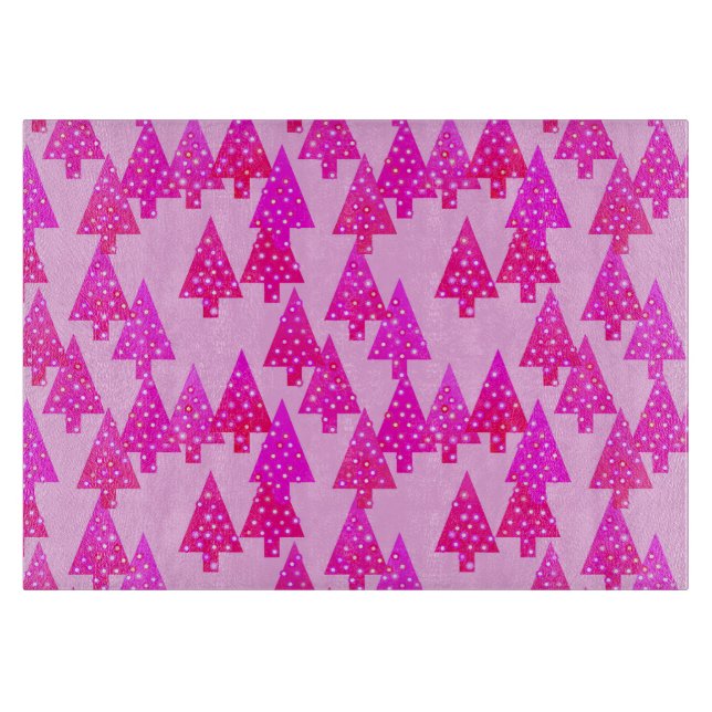 Modern flower Christmas trees - fuchsia pink Cutting Board (Front)