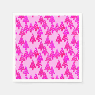 Modern flower Christmas trees - fuchsia pink Napkins