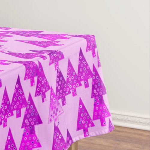 Modern Flower Christmas Trees orchid and violet  Tablecloth