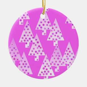 Modern flower Christmas trees - orchid pink Ceramic Ornament