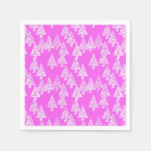 Modern flower Christmas trees - orchid pink Paper Napkins