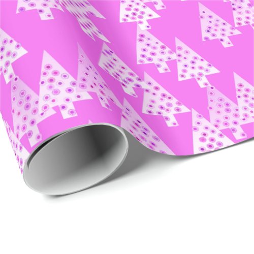Modern flower Christmas trees _ orchid pink Wrapping Paper