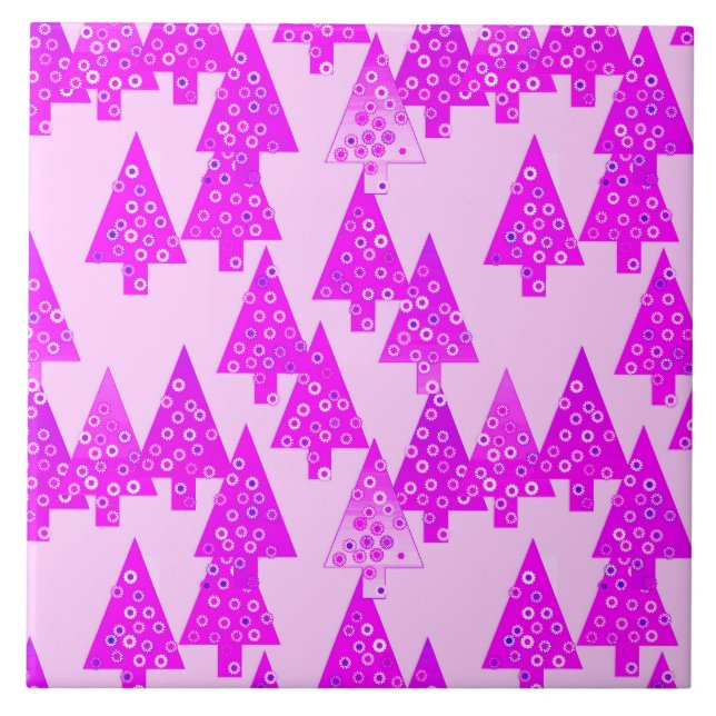 Modern flower Christmas trees - orchid Tile (Front)