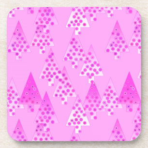 Modern flower Christmas trees - orchid & violet Drink Coaster