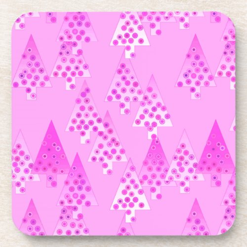 Modern flower Christmas trees _ orchid  violet Drink Coaster