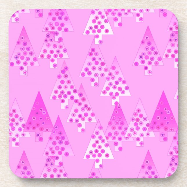 Modern flower Christmas trees - orchid & violet Drink Coaster (Front)