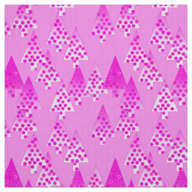 Modern flower Christmas trees - orchid & violet Fabric (Swatch)