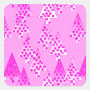 Modern flower Christmas trees - orchid & violet Square Sticker
