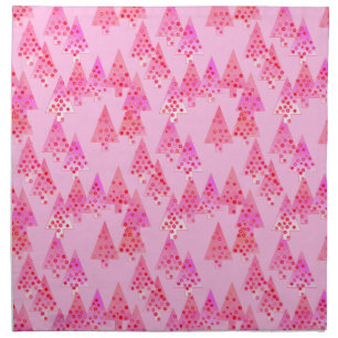 Modern flower Christmas trees - pastel pink Cloth Napkin