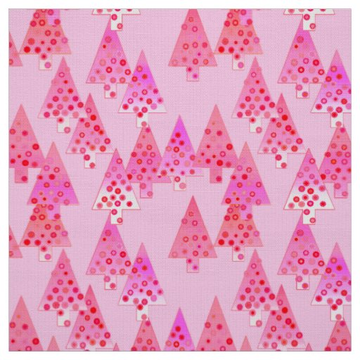 Modern flower Christmas trees - pastel pink Fabric
