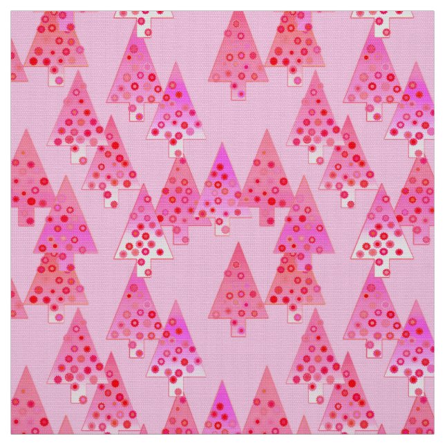 Modern flower Christmas trees - pastel pink Fabric (Swatch)