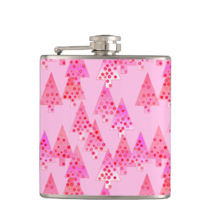 Modern flower Christmas trees - pastel pink Flask