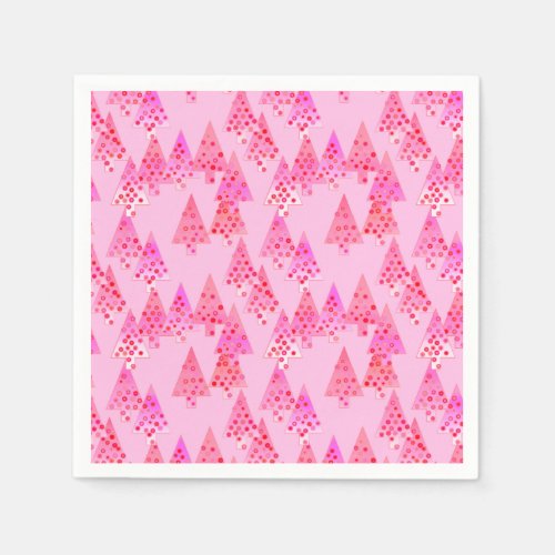 Modern flower Christmas trees _ pastel pink Napkins