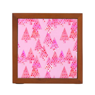 Modern flower Christmas trees - pastel pink Pencil/Pen Holder